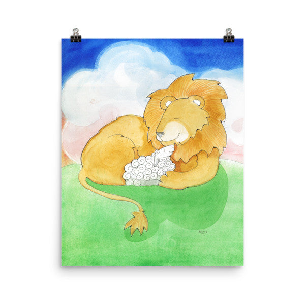 Lion and Lamb Together Photo Paper Poster