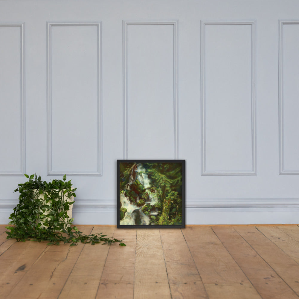 Forest Waterfall Framed Print