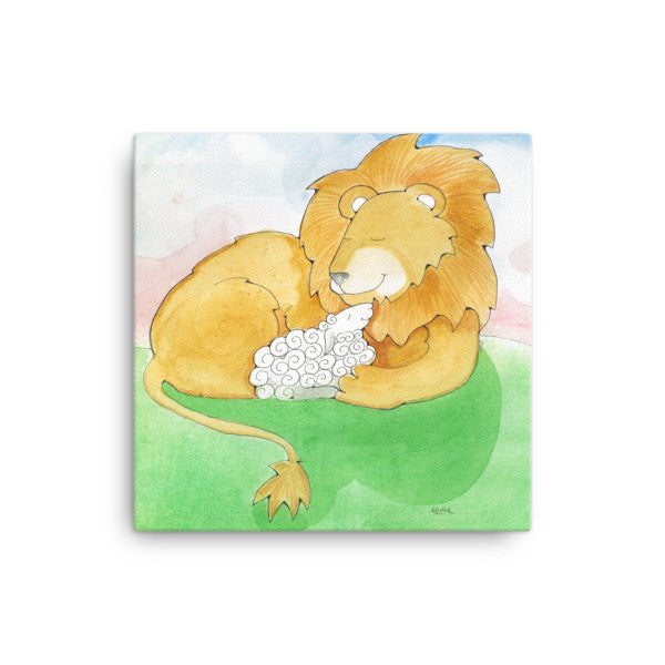 Lion and Lamb Together Canvas