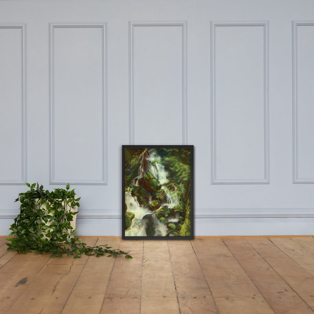 Forest Waterfall Framed Print