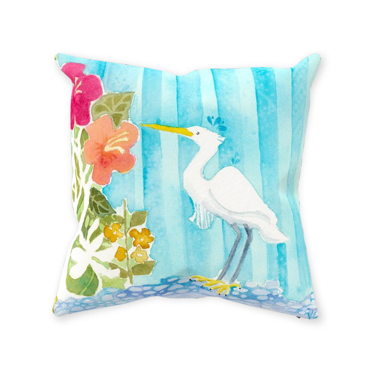 Snowy Egret Throw Pillow