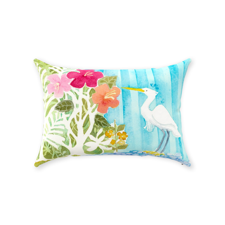 Snowy Egret Throw Pillow