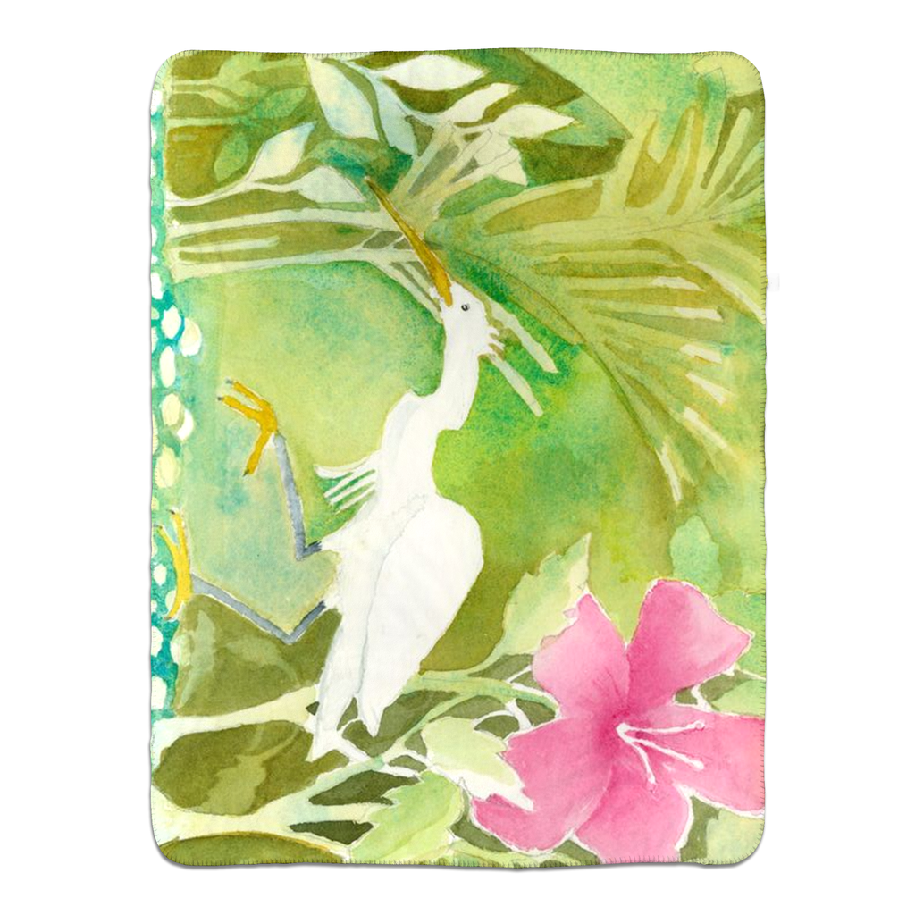 Snowy Egret Hunting Sherpa Blanket