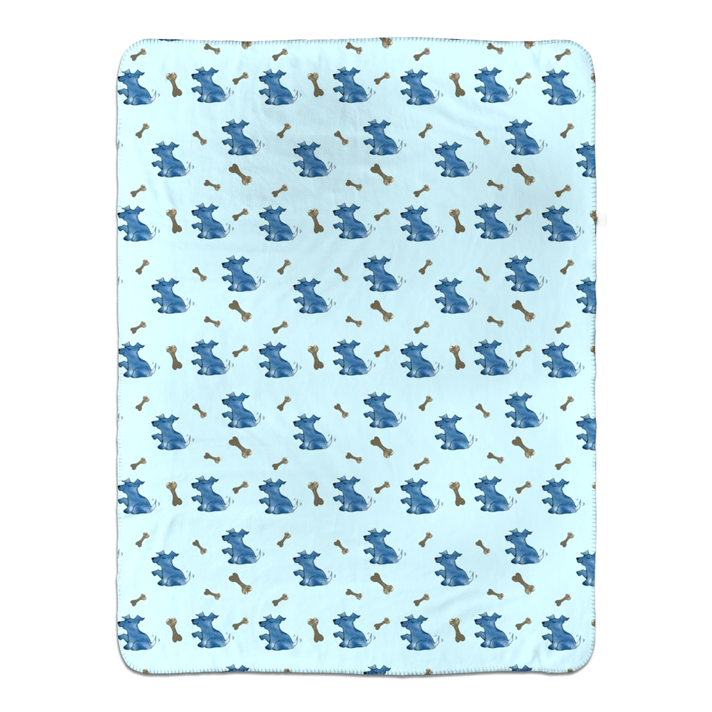 Simple Dog and Bone Pattern Sherpa Blanket ( Blue)