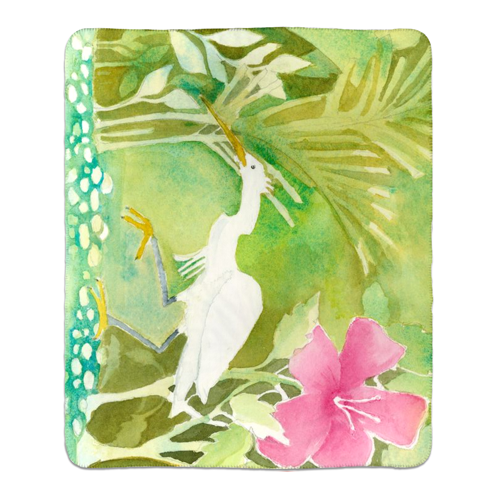 Snowy Egret Hunting Sherpa Blanket