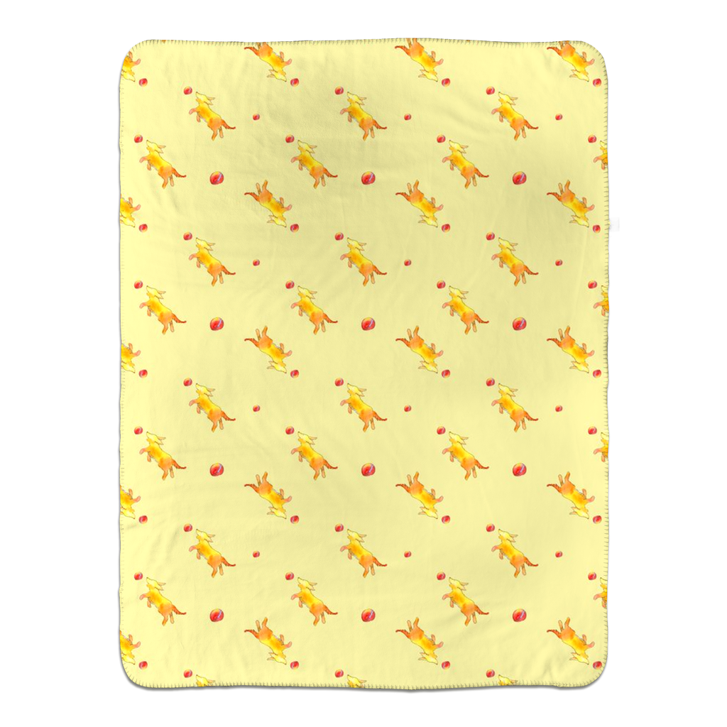 Playful Puppy Pattern Sherpa Blanket ( Yellow)
