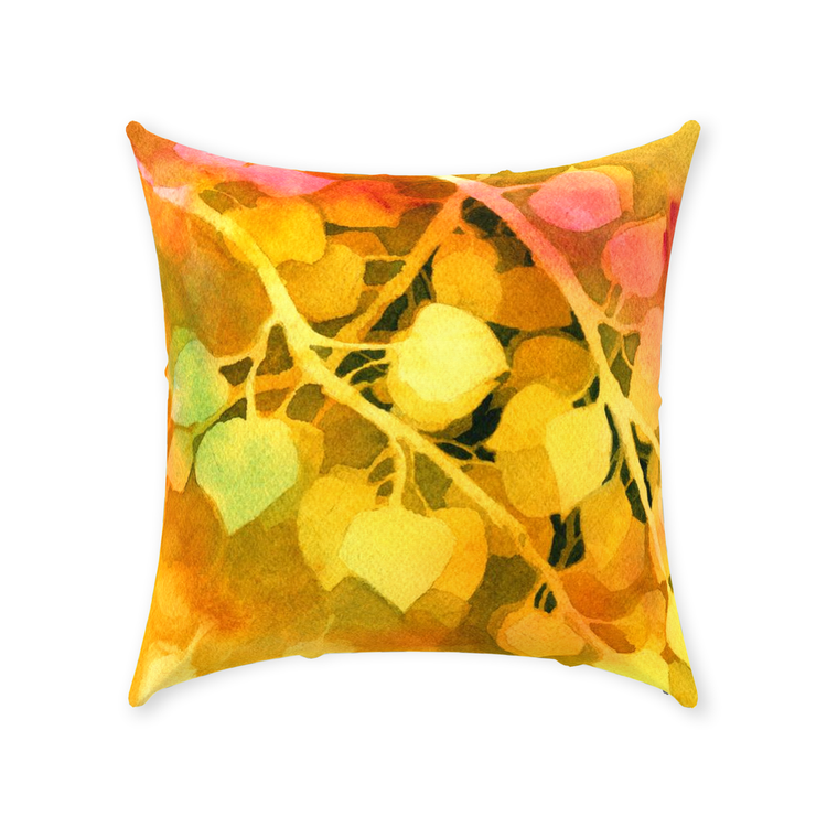 Golden Aspen Throw Pillow