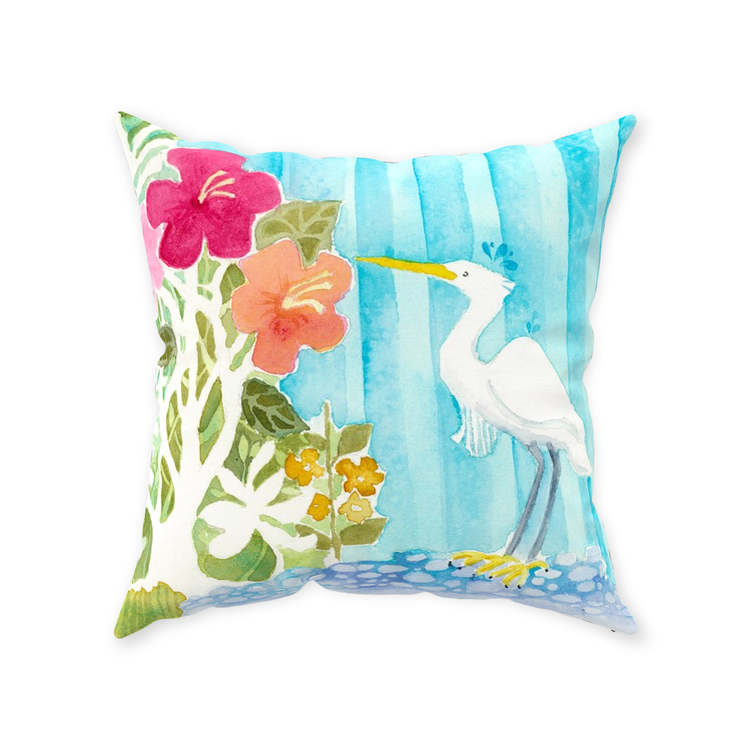 Snowy Egret Throw Pillow