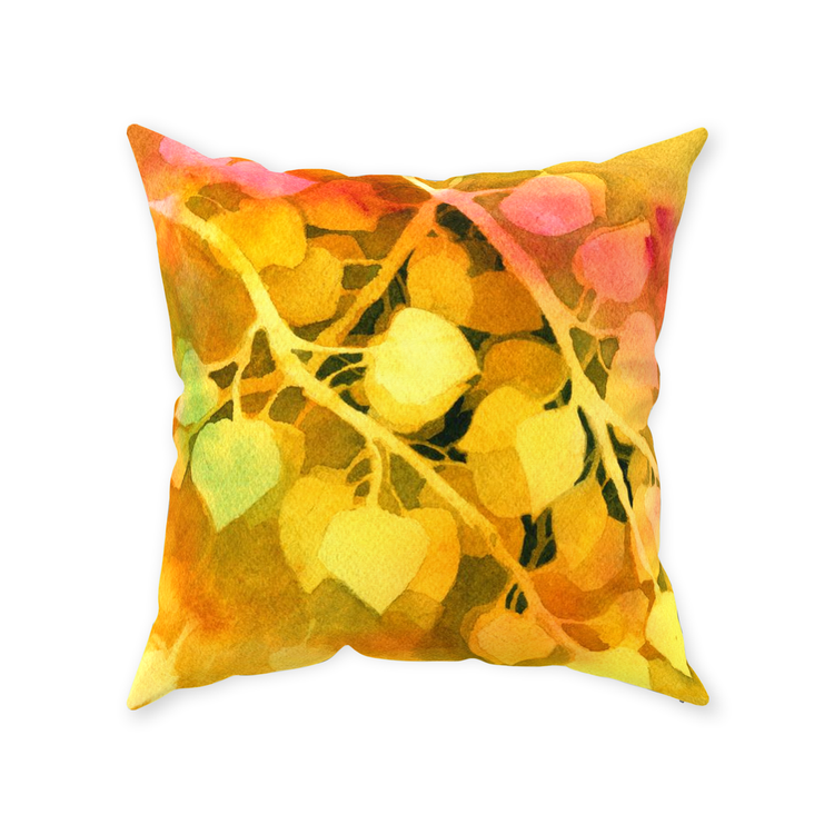 Golden Aspen Throw Pillow