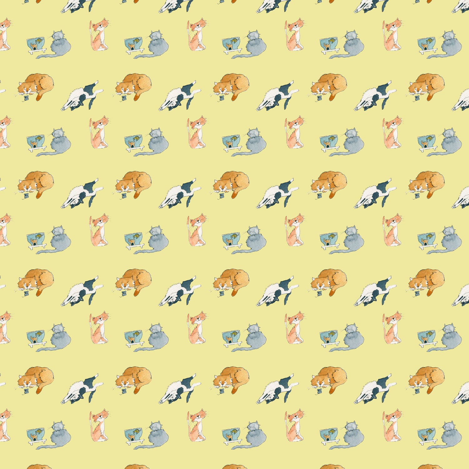 Yellow Cats Pattern