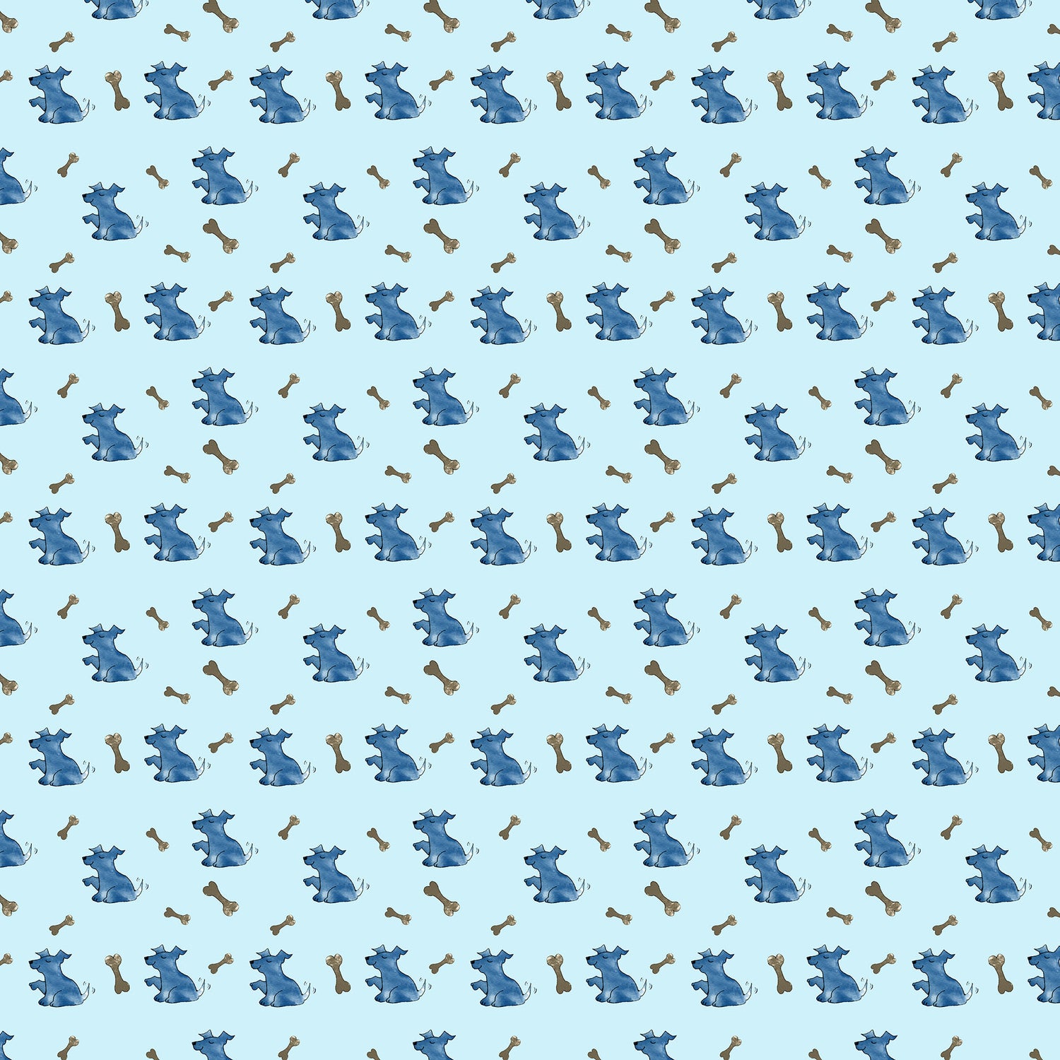 Blue Simple Dog and Bone Pattern