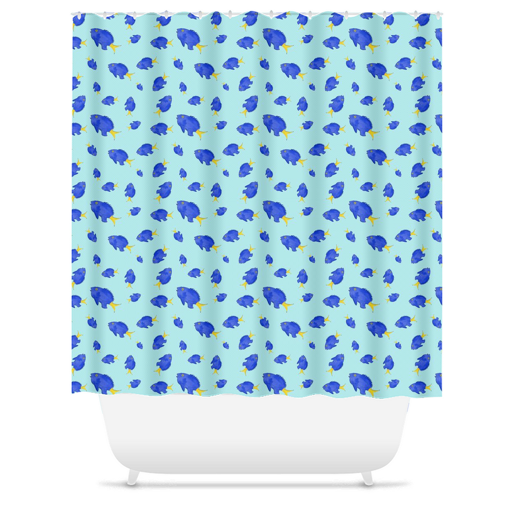 Yellowtail Fish Pattern Shower Curtain