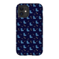 Simple Dog and Bone Pattern I Phone Case (Dark Blue)