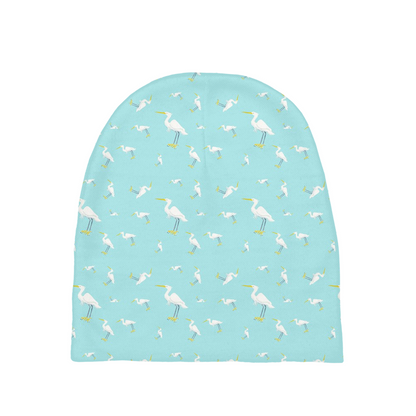 Snowy Egret Pattern Baby Beanie