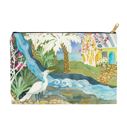 Snowy Egret Waterfall Accessory Pouch