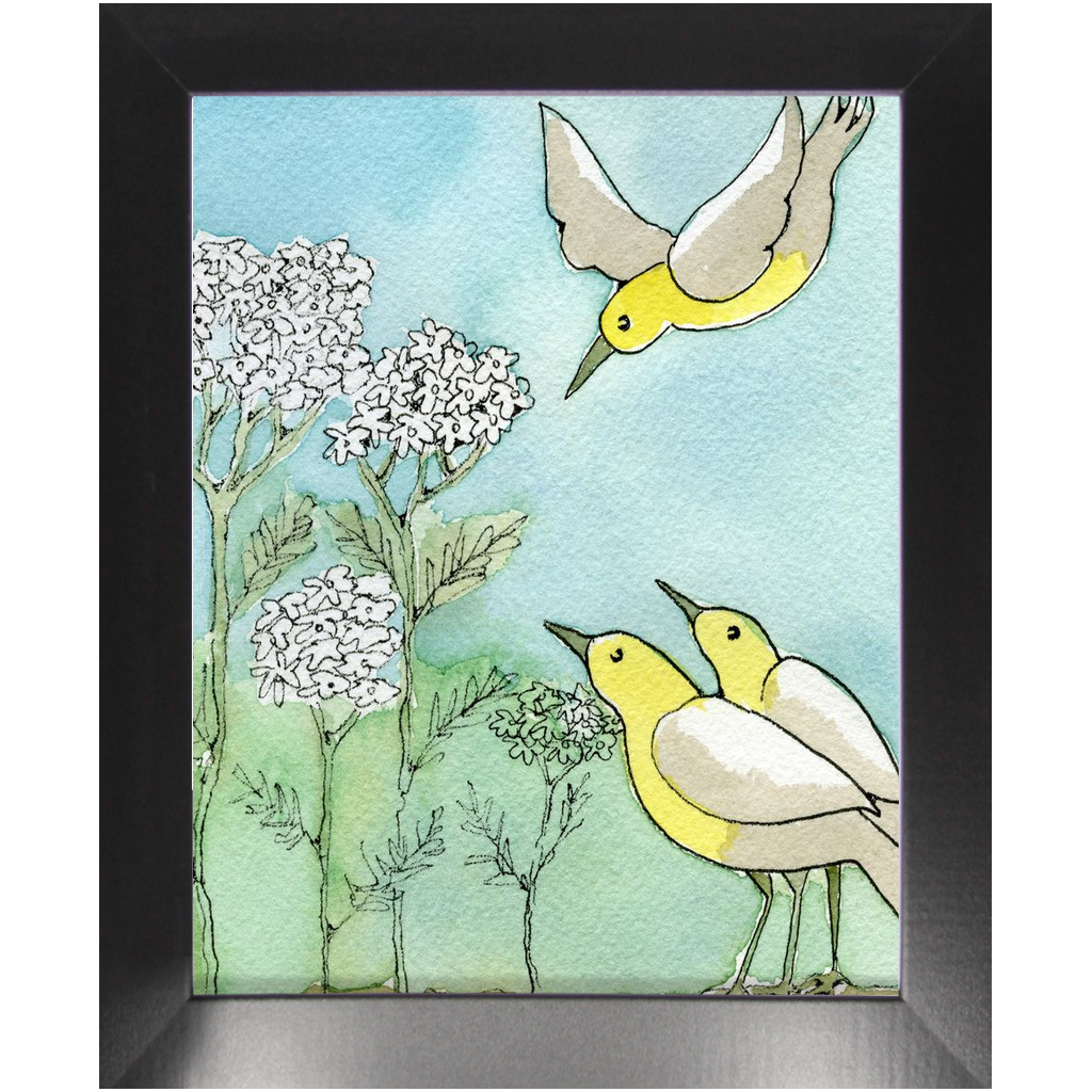 Yarrow and Yellow Birds Framed Print