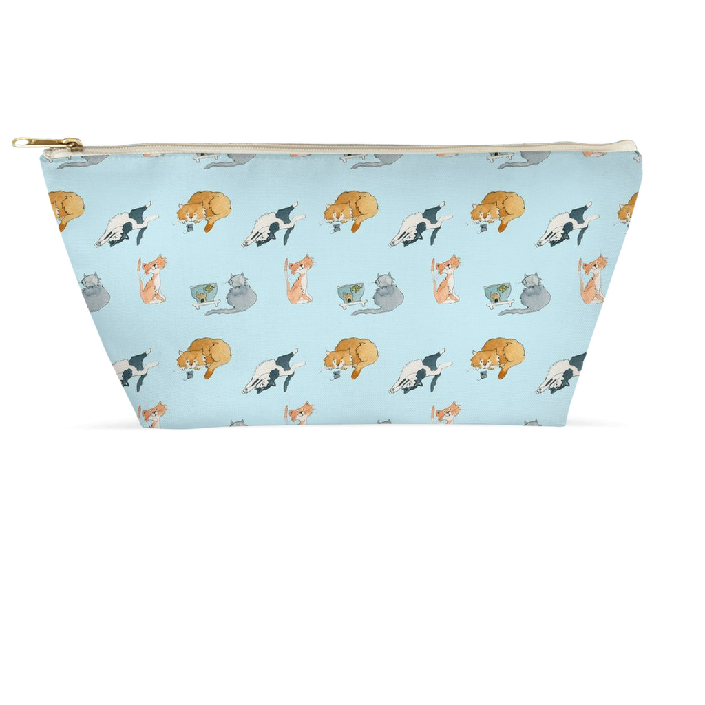 Cats Pattern Accessory Pouch (Blue)