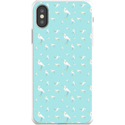 Snowy Egret  Pattern  iPhone Case (Blue)