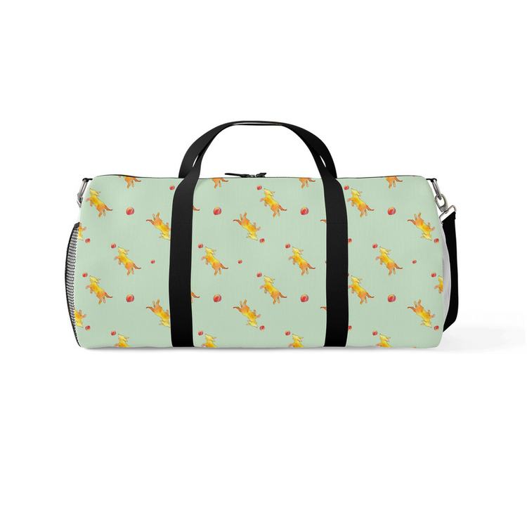 Playful Puppy Pattern Duffle Bag (Green)