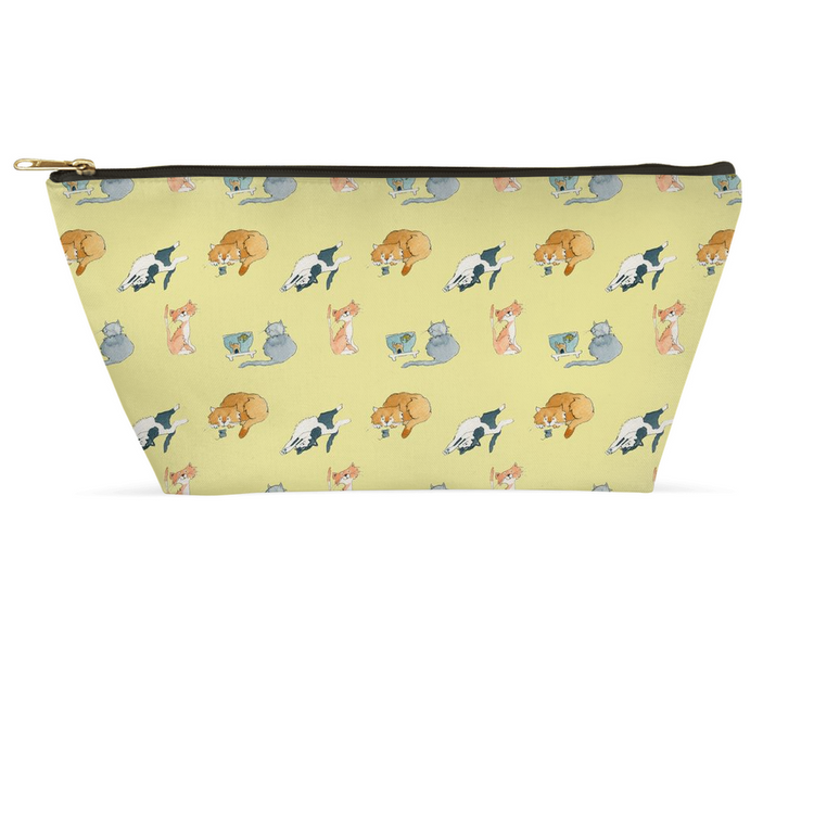 Cats Pattern Accessory Pouch (Yellow)