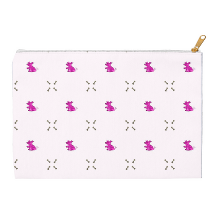 Simple Dog and Bone Pattern Accessory Pouch (Pink)