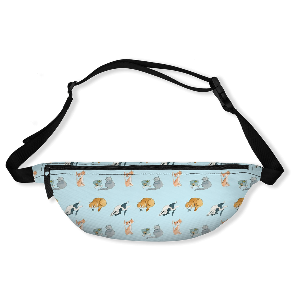 Cats Pattern Fanny Pack (Blue)