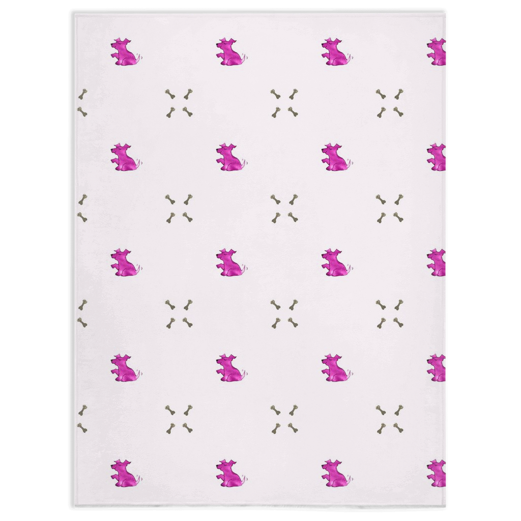 Dog and Diamond Bone Pattern Minky Blanket (Pink)