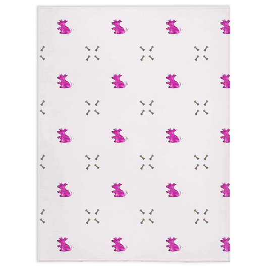 Dog and Diamond Bone Pattern Minky Blanket (Pink)