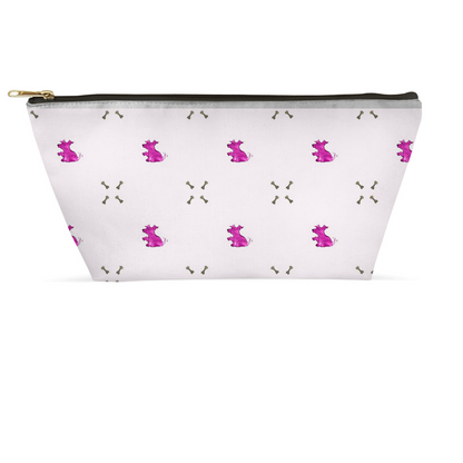 Simple Dog and Bone Pattern Accessory Pouch (Pink)