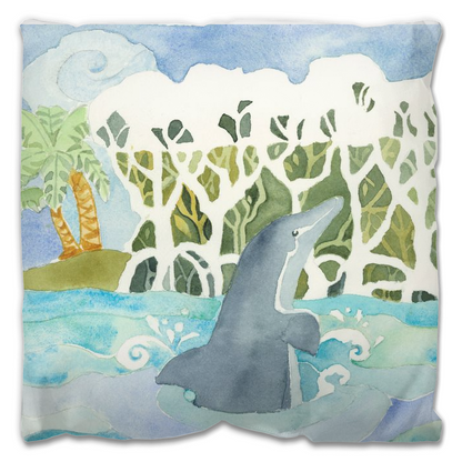 Dolphin Island Outdoor Pillow