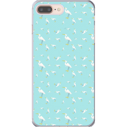 Snowy Egret  Pattern  iPhone Case (Blue)