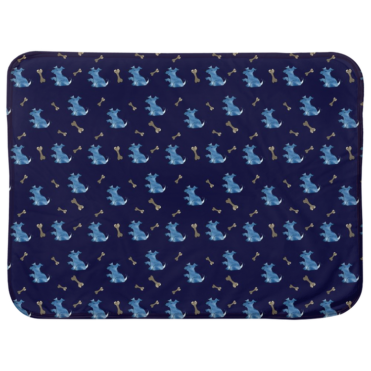 Simple Dog and Bone Baby Sherpa Blanket (Dark Blue)