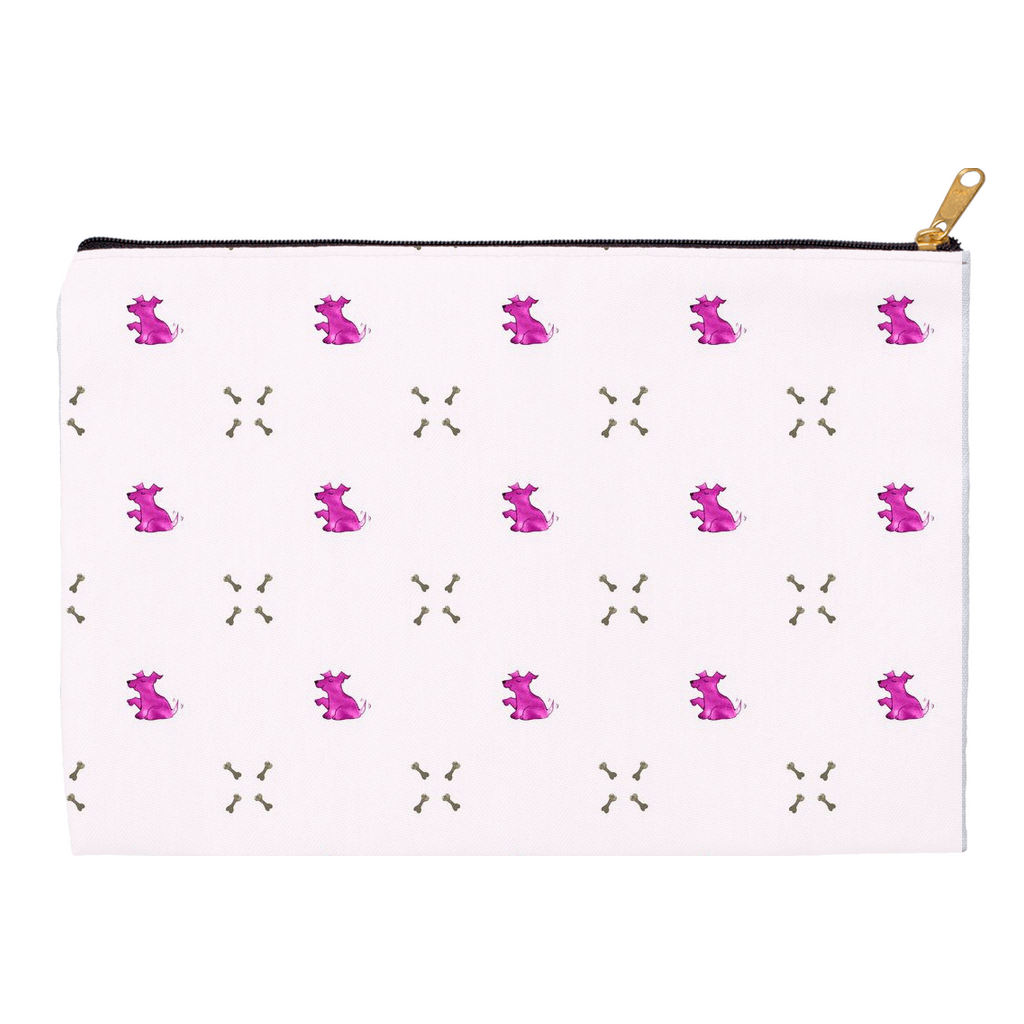 Simple Dog and Bone Pattern Accessory Pouch (Pink)