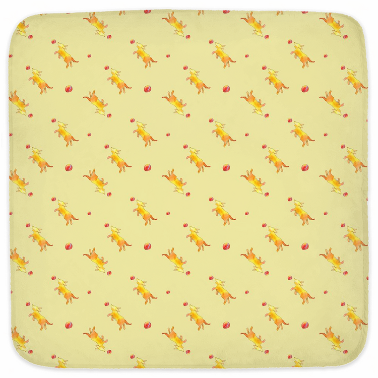 Playful Puppy Pattern Hooded Baby Towel (Yellow)