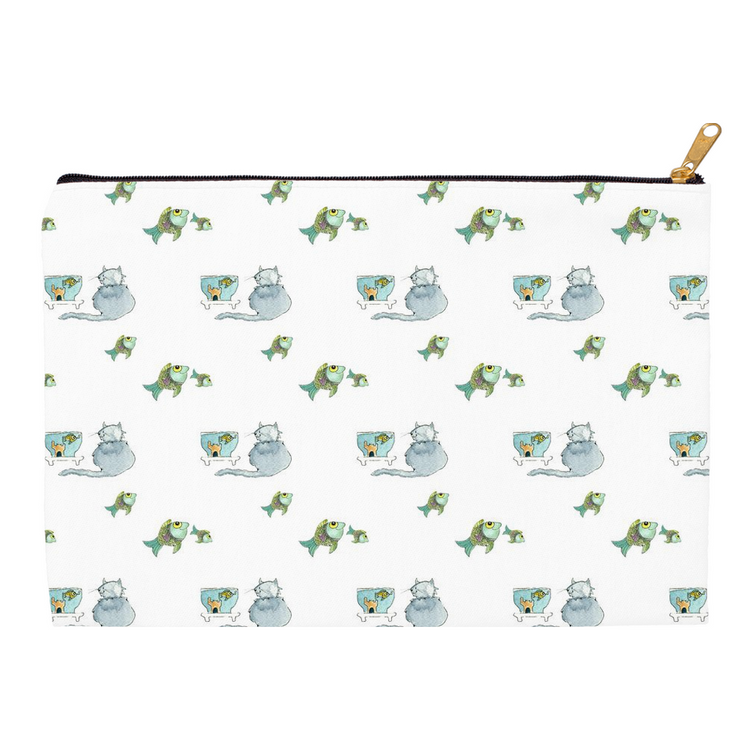 Cat and Fish Pattern Accessory Pouch