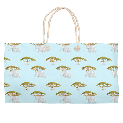 Elephant and Trees Pattern Weekender Tote