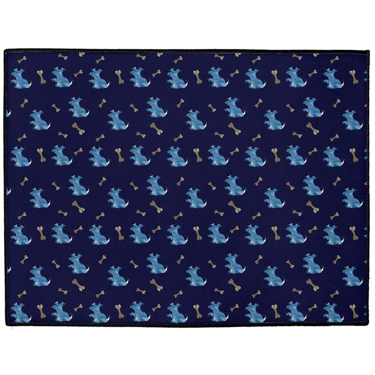 Simple Dog and Bone Pattern Floor Mat (Dark Blue)