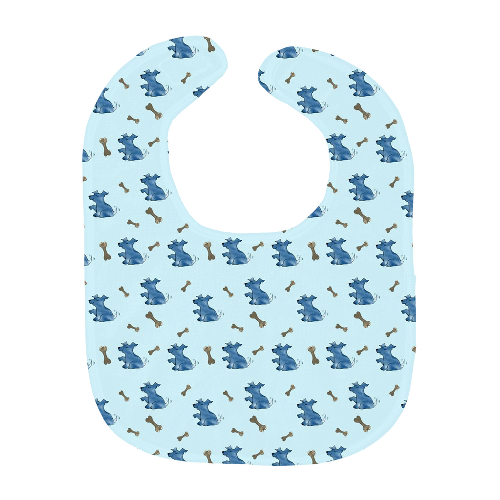Simple Dog and Bone Pattern Baby Bib -( Blue)