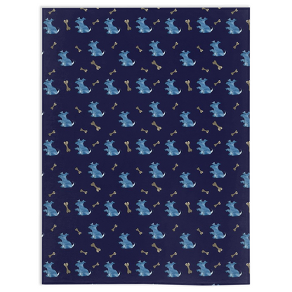 Simple Dog and Bone Pattern Minky Blanket (Blue)