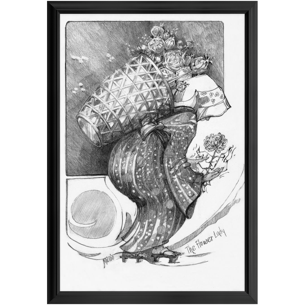The Flower Lady with Basket Framed Print