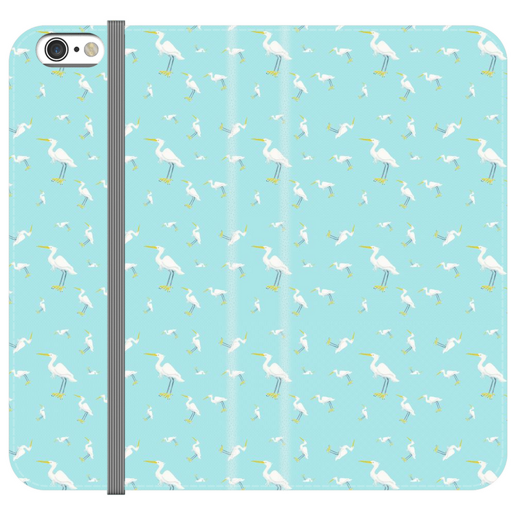 Snowy Egret  Pattern  iPhone Case (Blue)