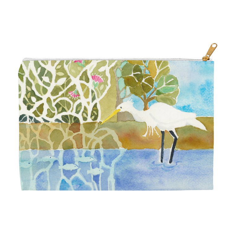 Snowy Egret and Gecko Accessory Pouch (Copy)