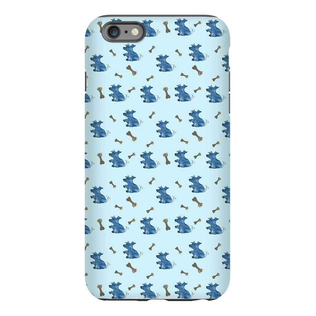 Simple Dog and Bone Pattern I Phone Case (Blue)