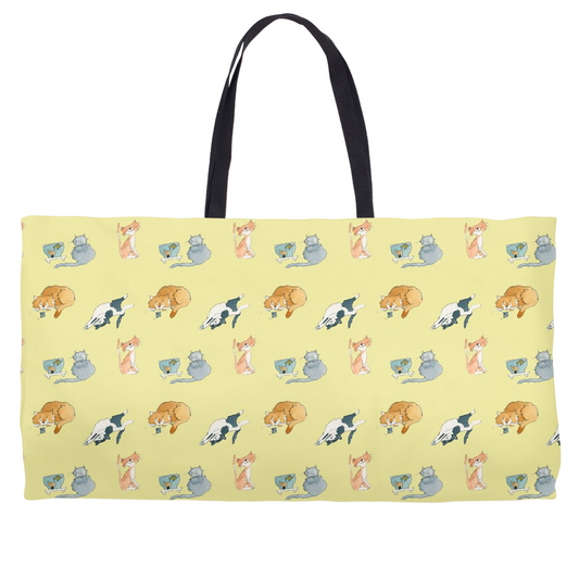 Cats Pattern Weekender Tote (Yellow)
