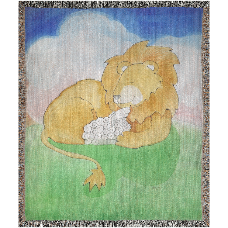 Lion and Lamb Woven Blanket