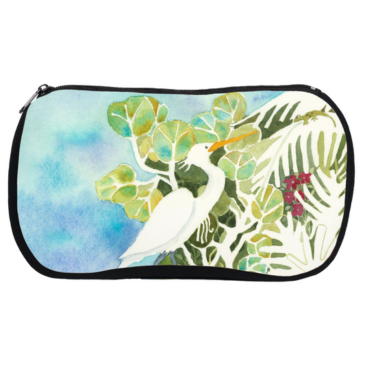 Snowy Egret and Gecko Cosmetic Bag