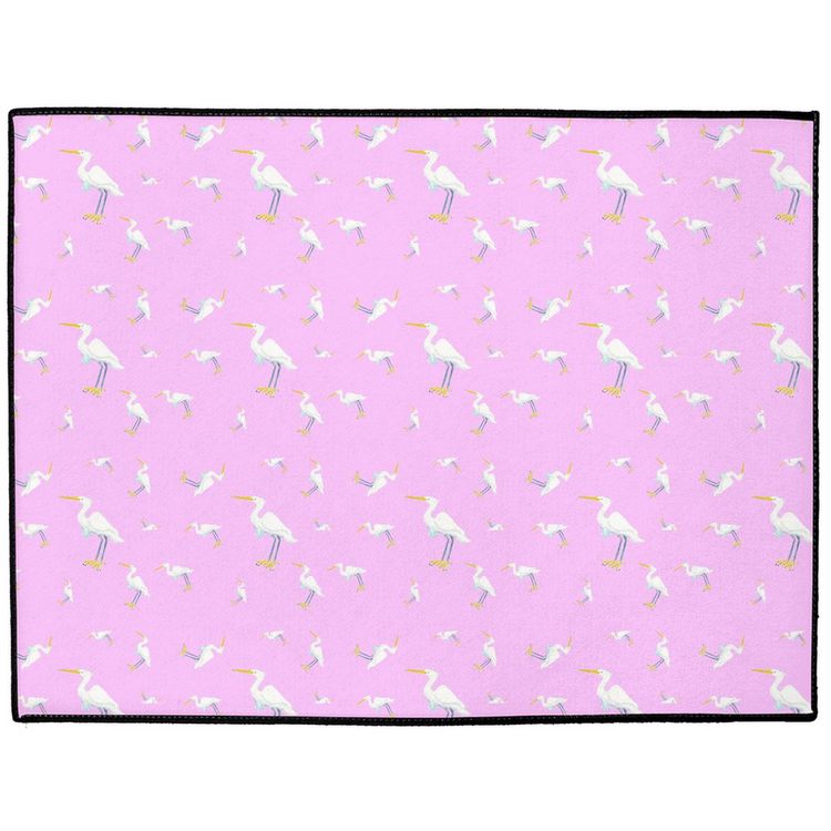 Snowy Egret Pattern Floor Mat ( Pink)