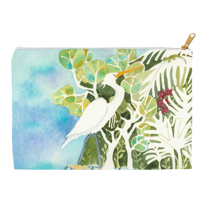 Snowy Egret and Gecko Accessory Pouch