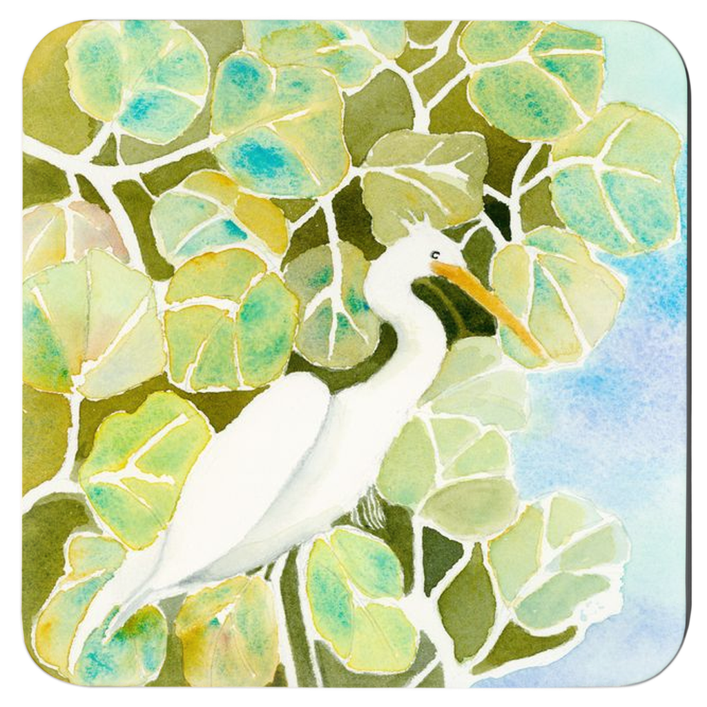 Snowy Egret and Sea Grapes Coasters