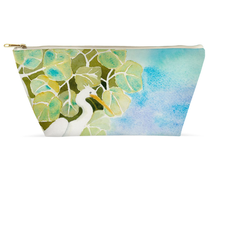 Snowy Egret and Sea Oats Accessory Pouch